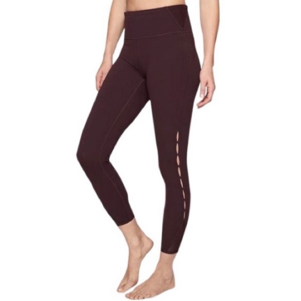 Athleta High Rise Peekaboo 7/8 Tight Burgundy Legging